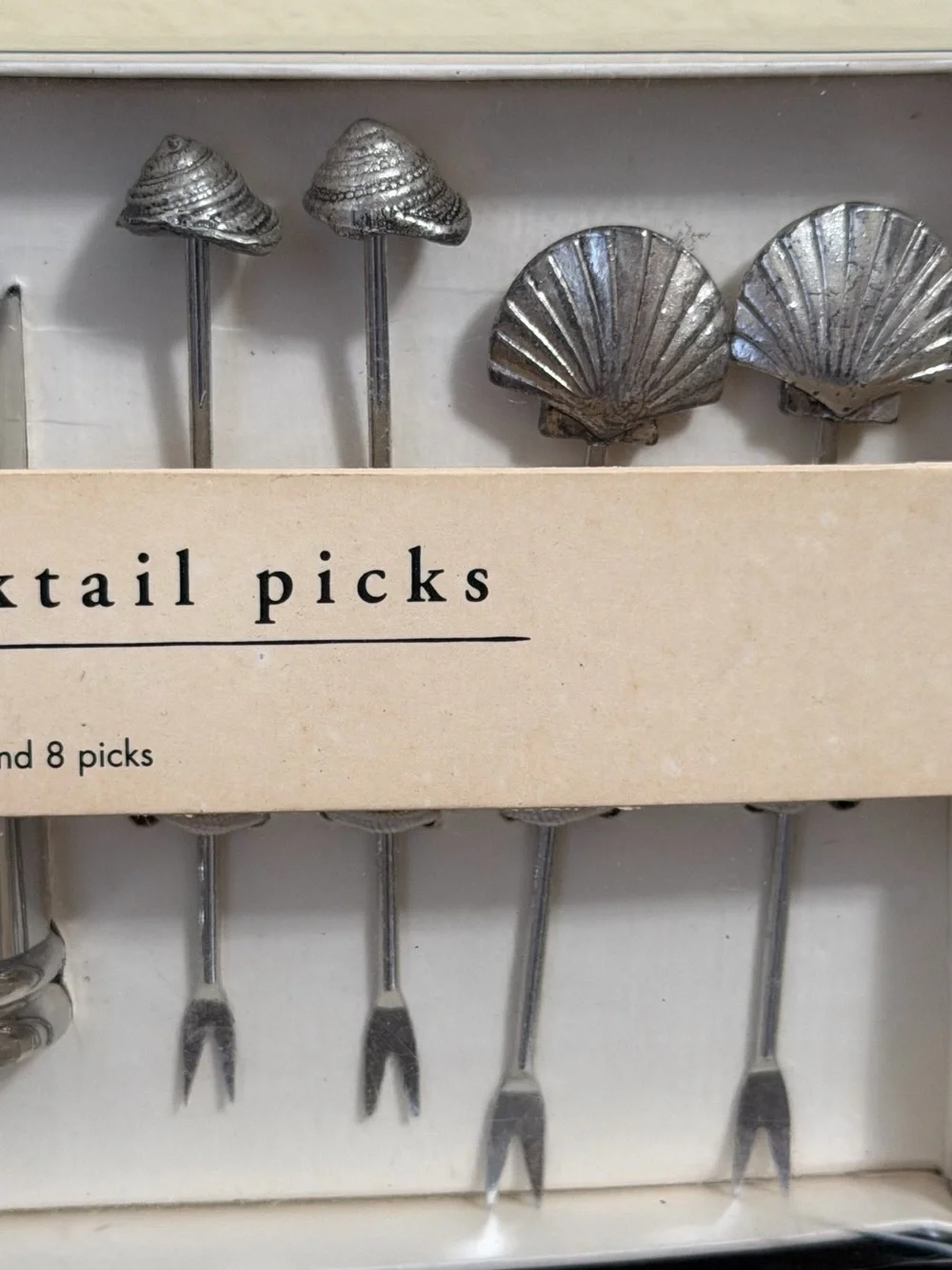 PIER 1 Seashell Cocktail Picks Set - Silver Tone